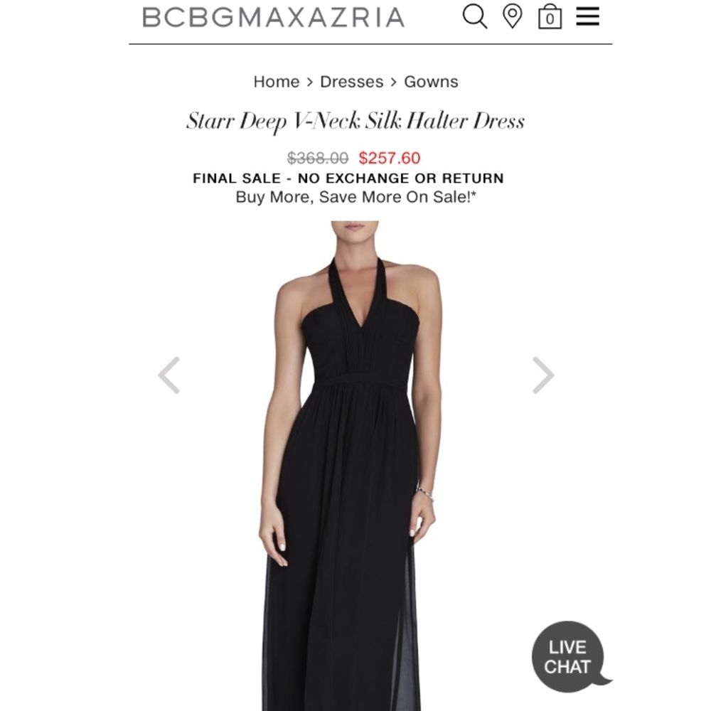 BCBGMAXAZRIA Starr Deep V-Neck Silk Halter Dress